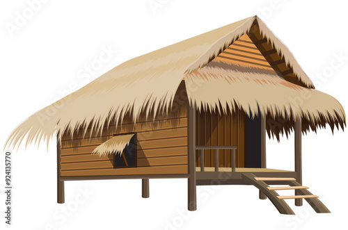 isolated straw hut on white background vector design