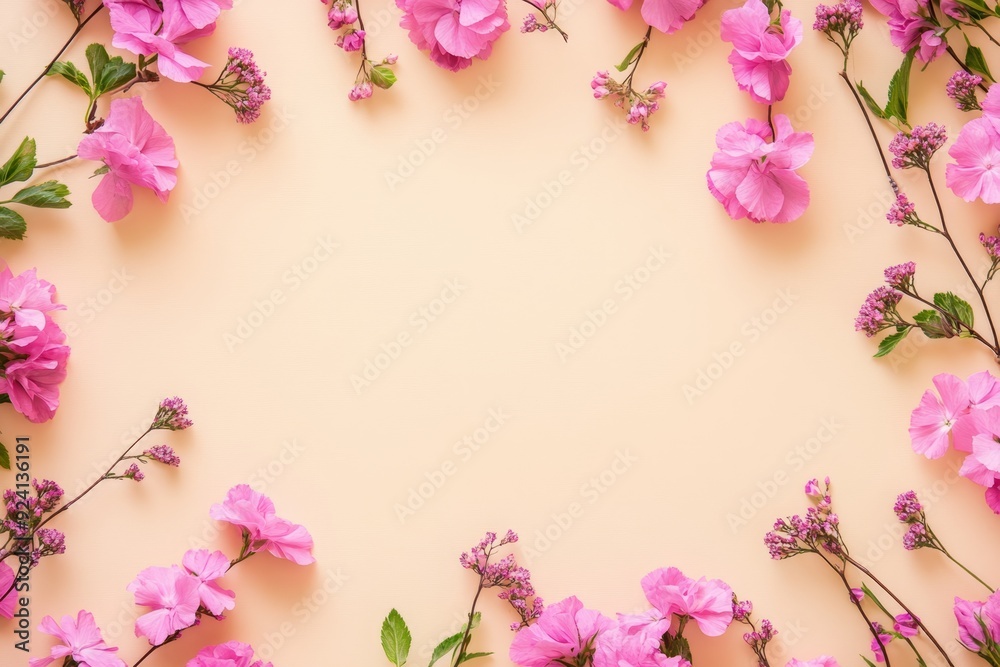 Elegant floral border with vibrant flowers lush greenery on light background. Ideal for decorative designs wedding invitations or romantic designs valentines day, mother's day, women's day Elegant floral border with vibrant flowers lush greenery on light background. Ideal for decorative designs wedding invitations or romantic designs valentines day, mother's day, women's day