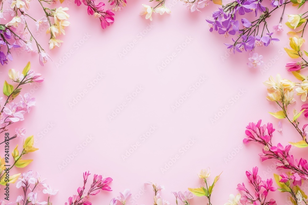 Elegant floral border with vibrant flowers lush greenery on light background. Ideal for decorative designs wedding invitations or romantic designs valentines day, mother's day, women's day Elegant floral border with vibrant flowers lush greenery on light background. Ideal for decorative designs wedding invitations or romantic designs valentines day, mother's day, women's day