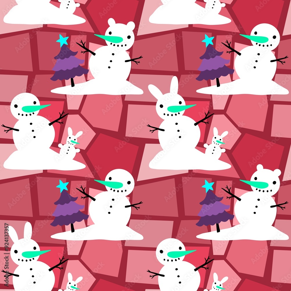 Winter seamless snowman pattern for fabrics and textiles and packaging Winter seamless snowman pattern for fabrics and textiles and packaging