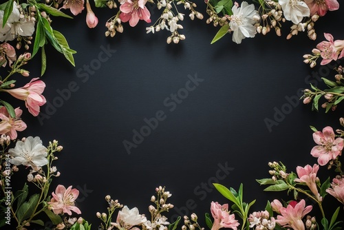 Wallpaper Mural Elegant floral border with vibrant flowers lush greenery on light background. Ideal for decorative designs wedding invitations or romantic designs valentines day, mother's day, women's day Torontodigital.ca