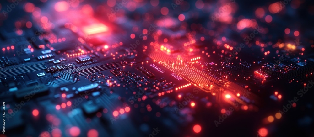 Circuit Board with Red Lights Circuit Board with Red Lights