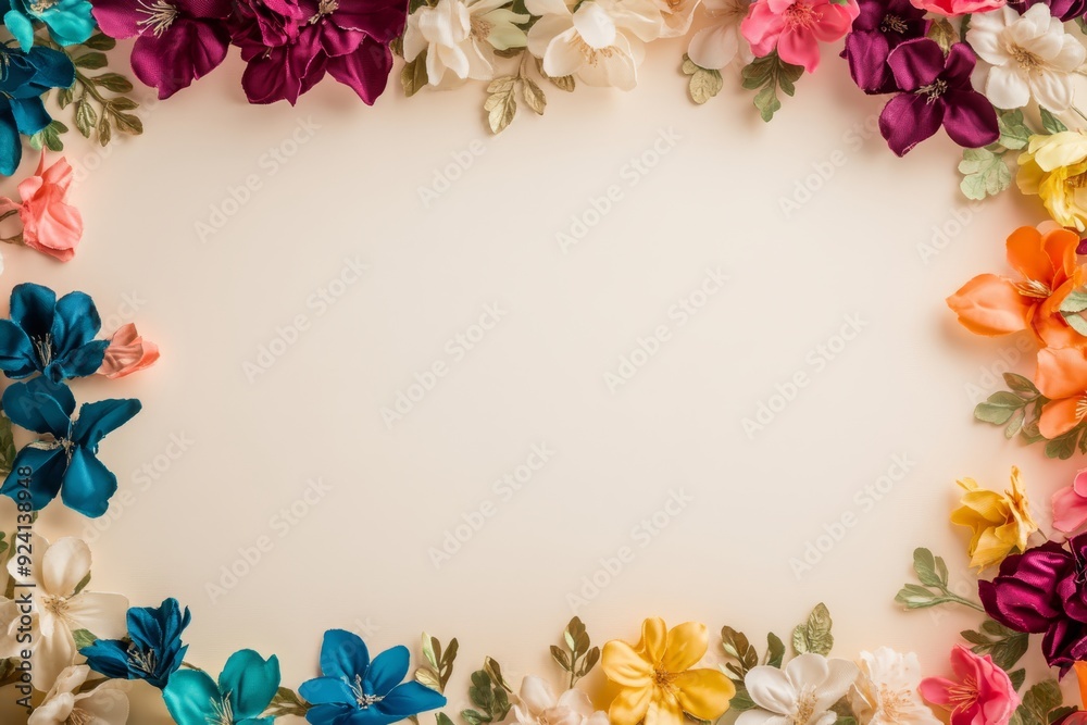 Elegant floral border with vibrant flowers lush greenery on light background. Ideal for decorative designs wedding invitations or romantic designs valentines day, mother's day, women's day Elegant floral border with vibrant flowers lush greenery on light background. Ideal for decorative designs wedding invitations or romantic designs valentines day, mother's day, women's day