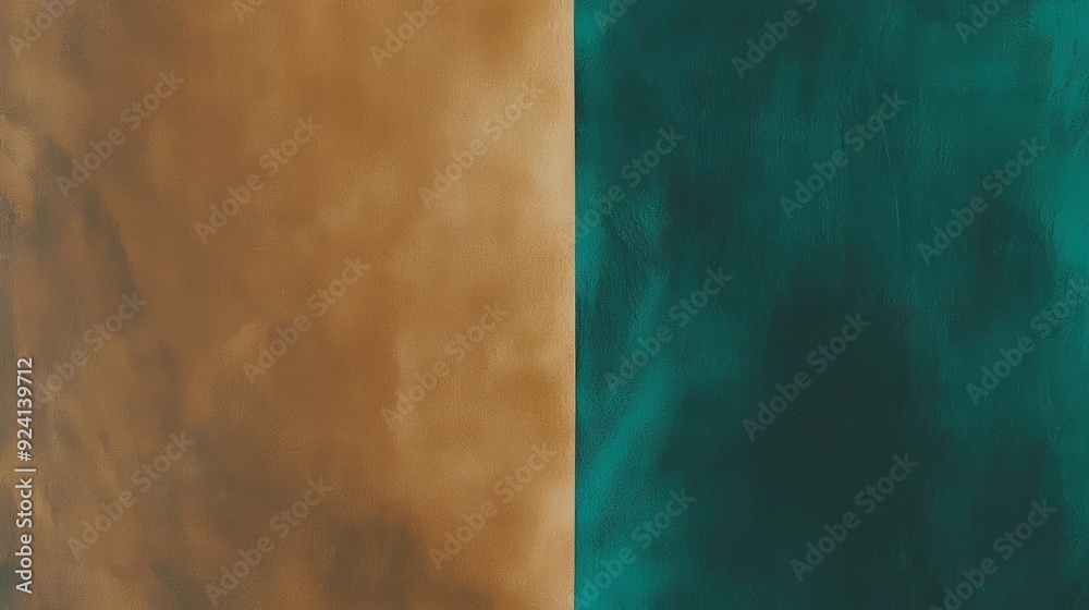Abstract painted background divided vertically with a green side and a brown side, showing brushstrokes and a grunge texture Abstract painted background divided vertically with a green side and a brown side, showing brushstrokes and a grunge texture