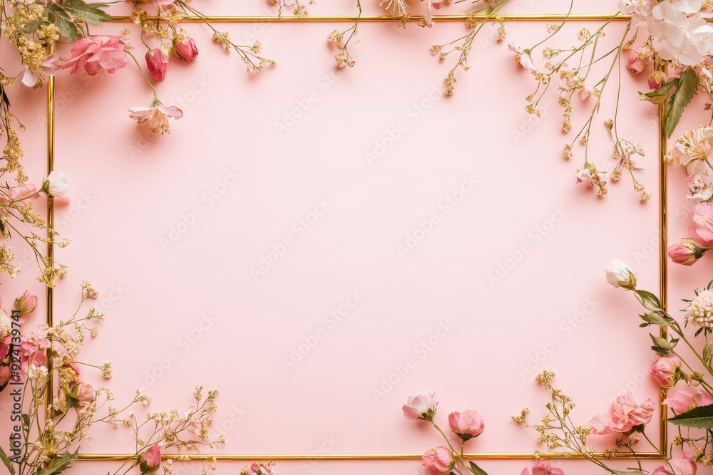Elegant floral border with vibrant flowers lush greenery on light background. Ideal for decorative designs wedding invitations or romantic designs valentines day, mother's day, women's day Elegant floral border with vibrant flowers lush greenery on light background. Ideal for decorative designs wedding invitations or romantic designs valentines day, mother's day, women's day