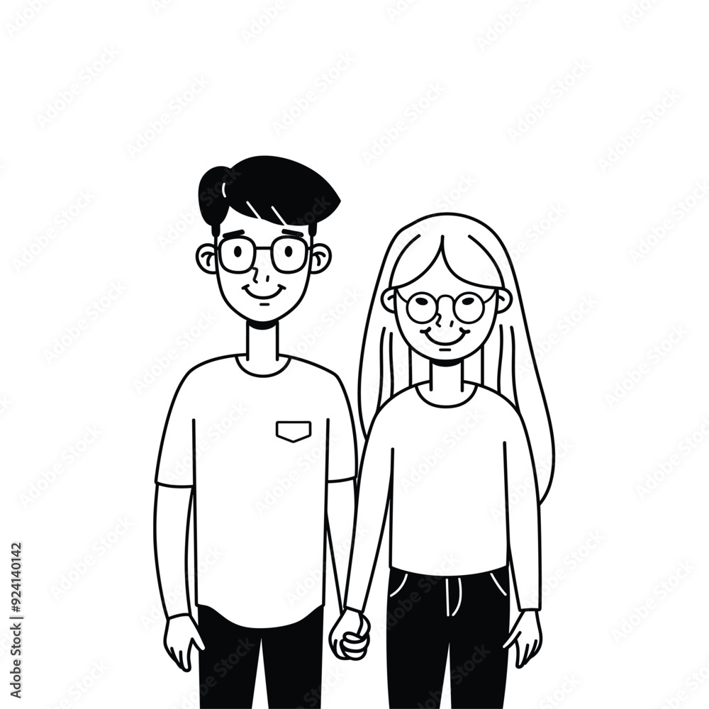 Simple line drawing of a couple holding hands, minimalistic style.
Simple line drawing of a couple holding hands, minimalistic style.