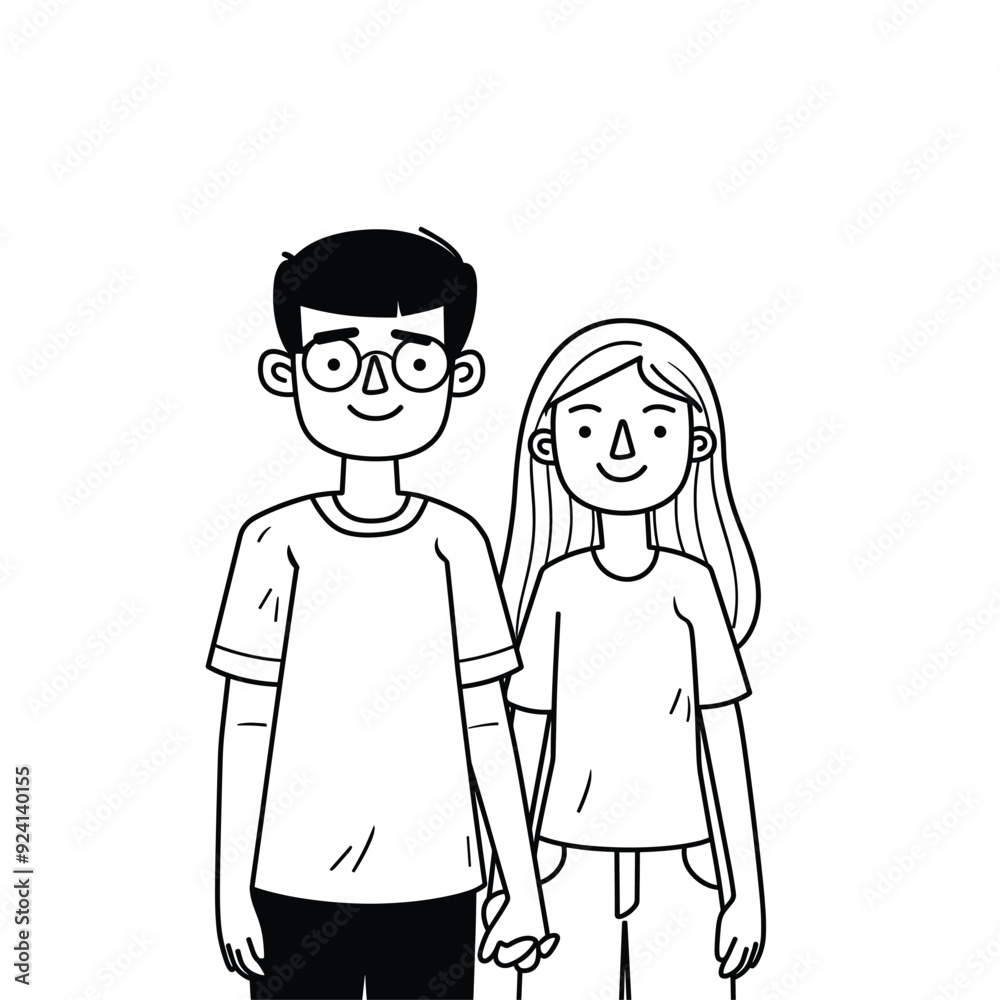 Simple line drawing of a couple holding hands, minimalistic style.
Simple line drawing of a couple holding hands, minimalistic style.