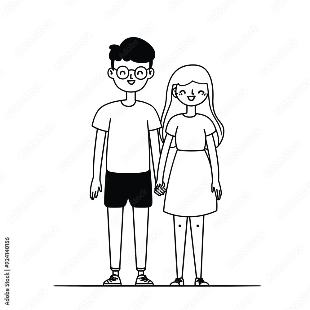 Simple line drawing of a couple holding hands, minimalistic style.
Simple line drawing of a couple holding hands, minimalistic style.