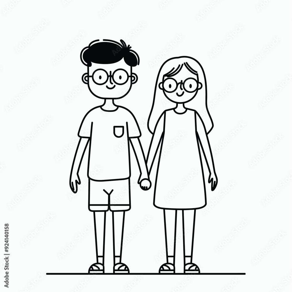 Simple line drawing of a couple holding hands, minimalistic style.
Simple line drawing of a couple holding hands, minimalistic style.