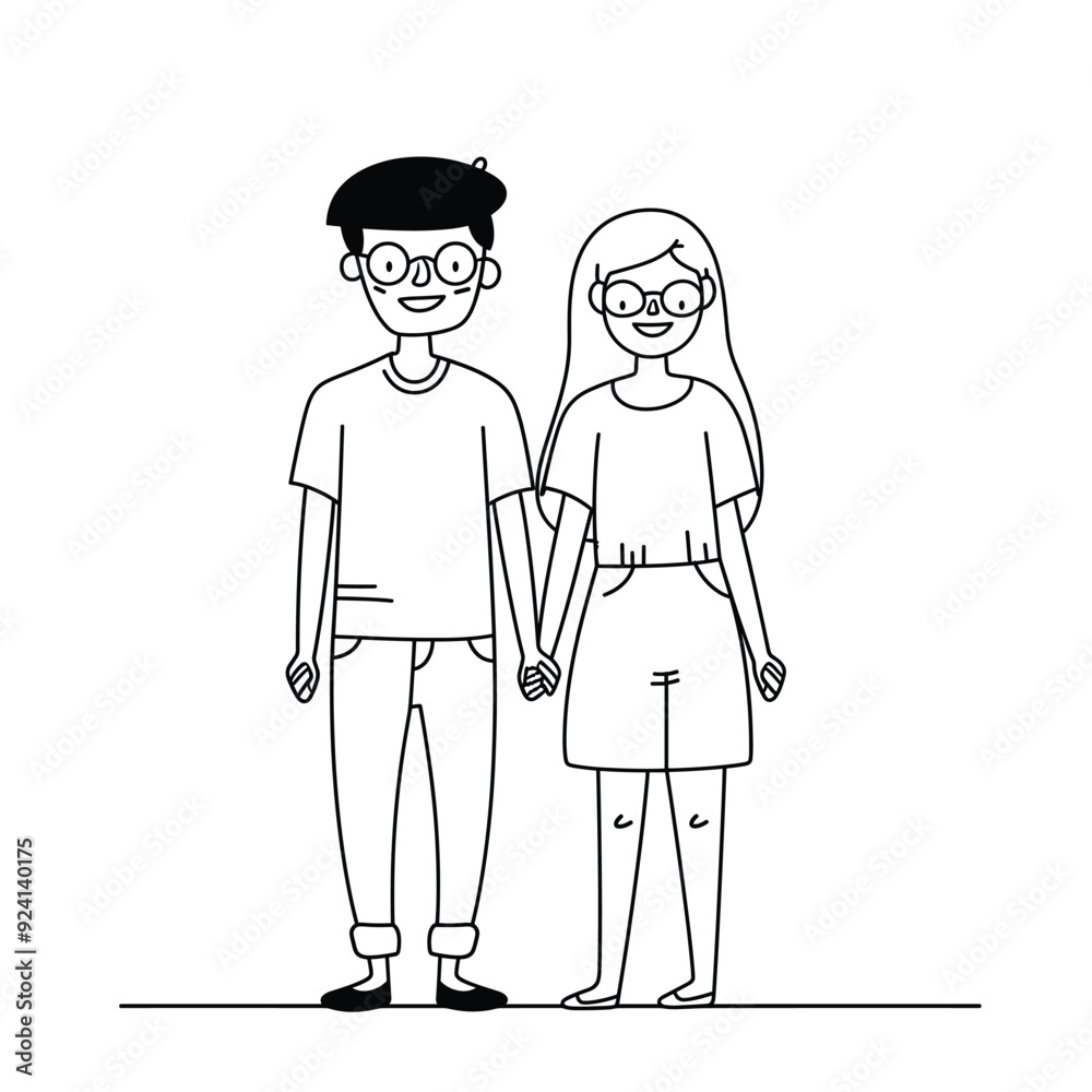 Simple line drawing of a couple holding hands, minimalistic style.
Simple line drawing of a couple holding hands, minimalistic style.