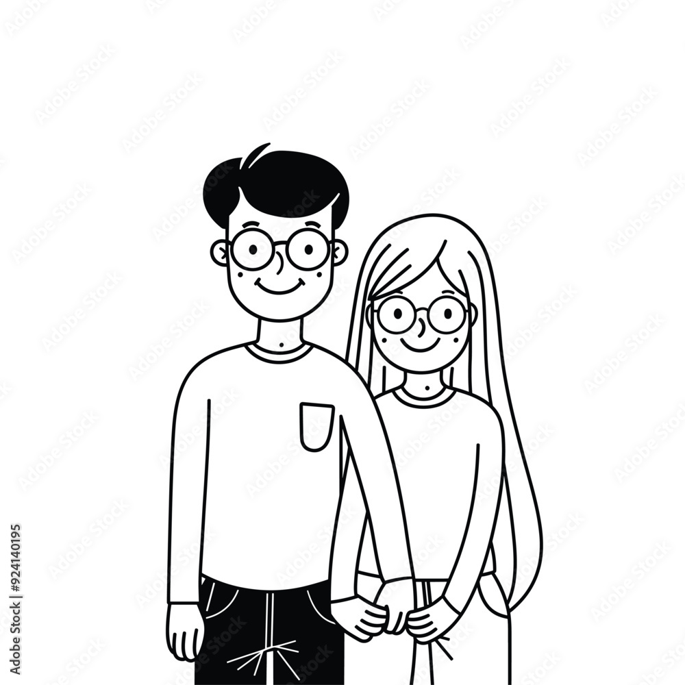 Simple line drawing of a couple holding hands, minimalistic style.
Simple line drawing of a couple holding hands, minimalistic style.