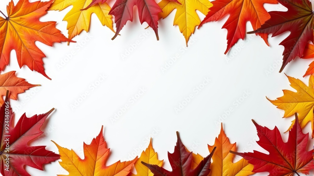 Autumn Leaves Frame with Space for Text - Seasonal Fall Background with Colorful Maple Leaves Autumn Leaves Frame with Space for Text - Seasonal Fall Background with Colorful Maple Leaves