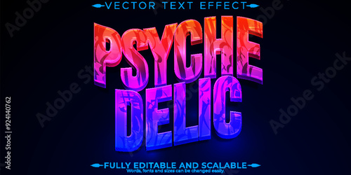 Psychedelic editable text effect, editable colorful and trippy text style