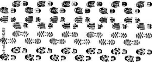 footprint shoe sole tracking path on transparent background, shoe footprint path vector