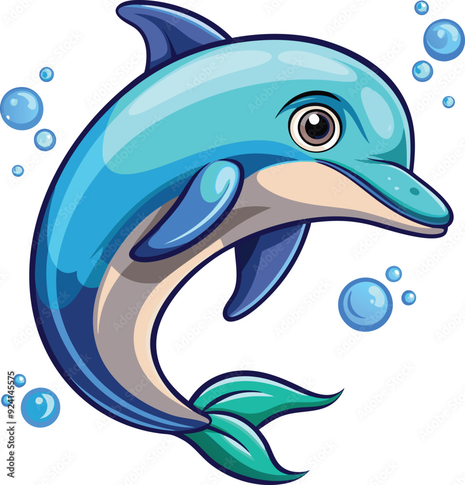 Obraz premium A dolphin cartoon vector illustration