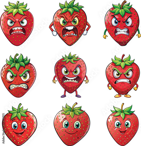 A strawberry angry face expression vector illustration