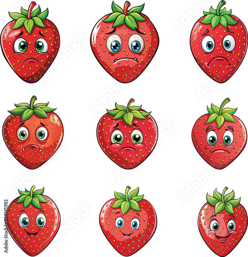 A strawberry sad face expression vector illustration