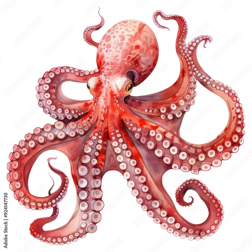 Fototapeta premium PNG Vibrant octopus marine life illustration