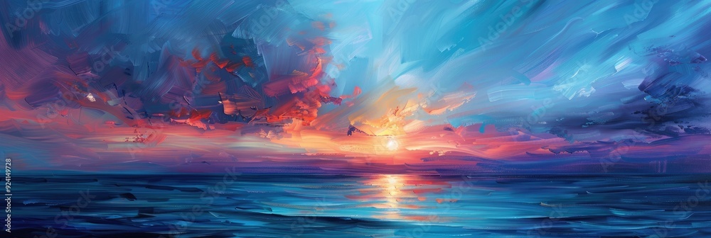 Twilight Seascape Featuring Vibrant Sky and Clouds During Sunrise Twilight Seascape Featuring Vibrant Sky and Clouds During Sunrise