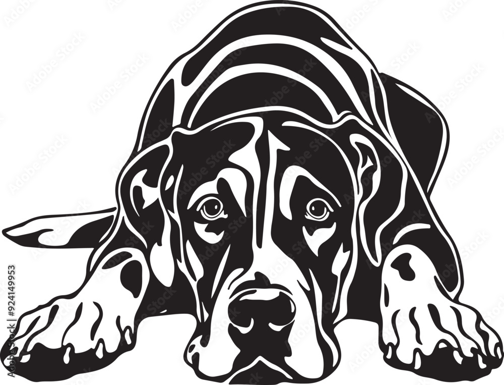 Great Dane Dog Lying Down Stylized Vector Illustration Great Dane Dog Lying Down Stylized Vector Illustration