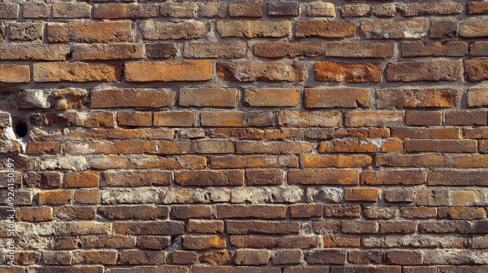 Fototapeta premium Old wall in Europe with bricks from two buildings.
