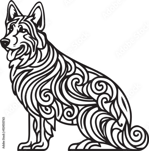 Wallpaper Mural German Shepherd Dog Intricate Stylized Vector Illustration Torontodigital.ca