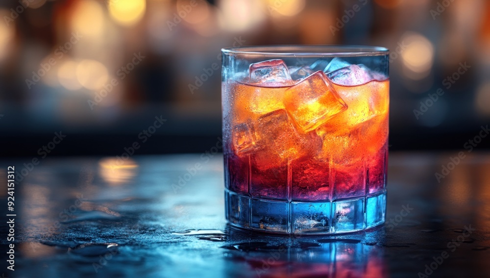 A Glass of Ice Cold Cocktail with Ice Cubes A Glass of Ice Cold Cocktail with Ice Cubes
