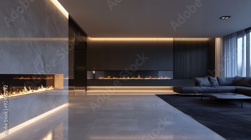 Fireplace: modern house's centerpiece. photo