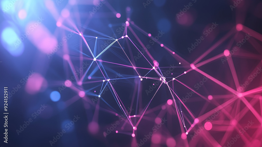 An abstract digital technology backdrop featuring a network of connection dots and plexus lines. The design includes a geometric mesh pattern overlaid on a digital background, illustrating concept An abstract digital technology backdrop featuring a network of connection dots and plexus lines. The design includes a geometric mesh pattern overlaid on a digital background, illustrating concept