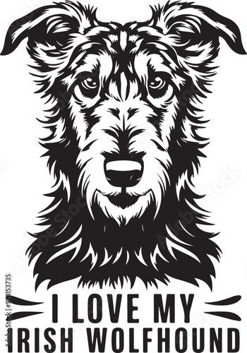 Irish Wolfhound Dog Love Stylized Vector