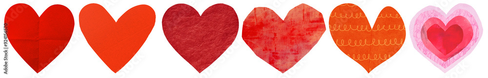 Heart paper craft png cut out element set Heart paper craft png cut out element set