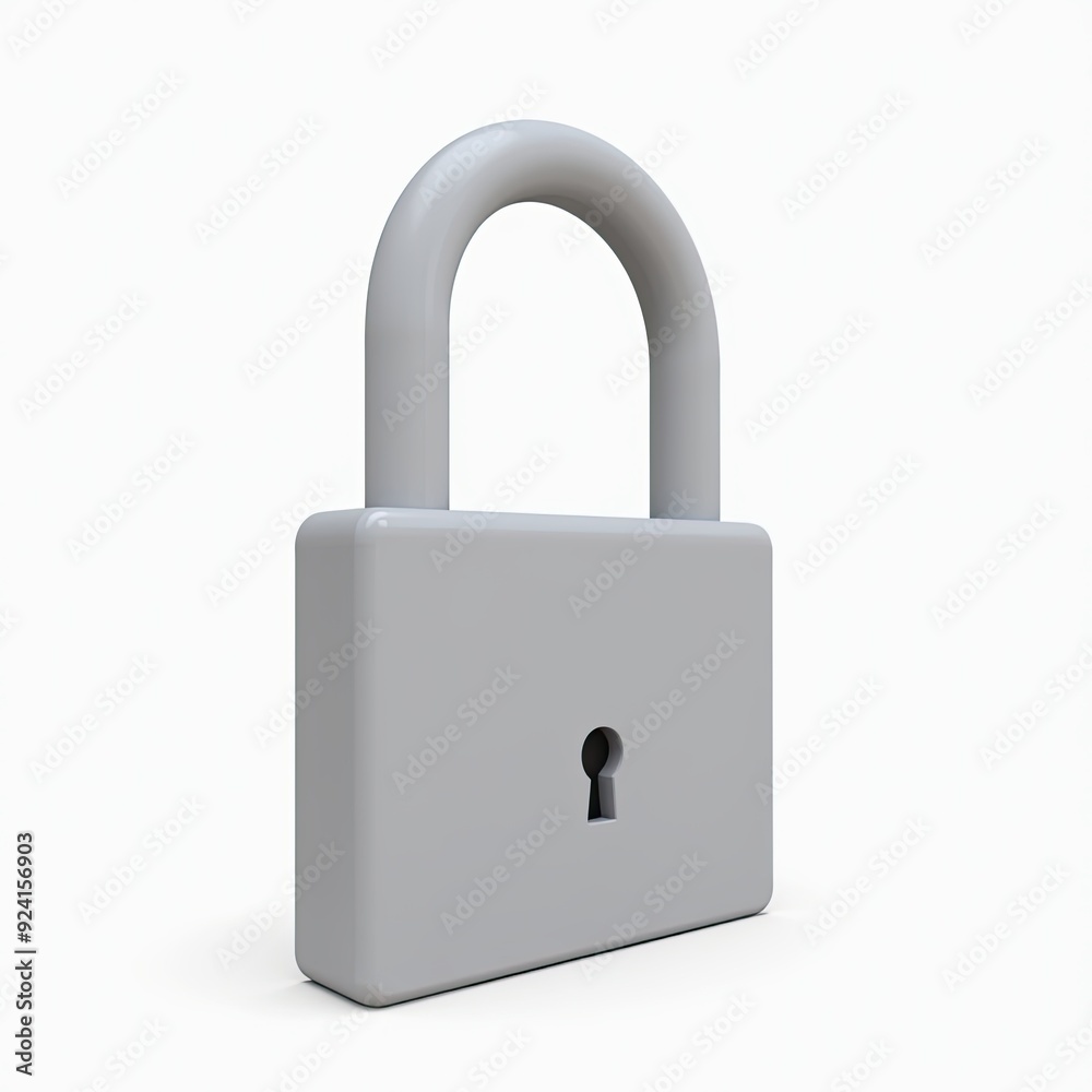 A white padlock with a keyhole, symbolizing security and protection, on a white background. A white padlock with a keyhole, symbolizing security and protection, on a white background.