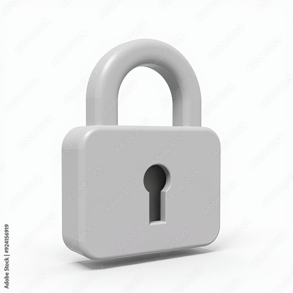 Simple gray padlock symbolizing security and protection, isolated on a white background. Simple gray padlock symbolizing security and protection, isolated on a white background.