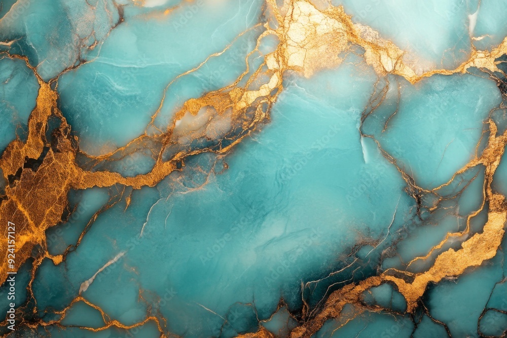 Fototapeta premium Golden Turquoise Abstract Art on a Marbled Background: A Luxurious Blend of Texture and Elegance for Sophisticated Decor