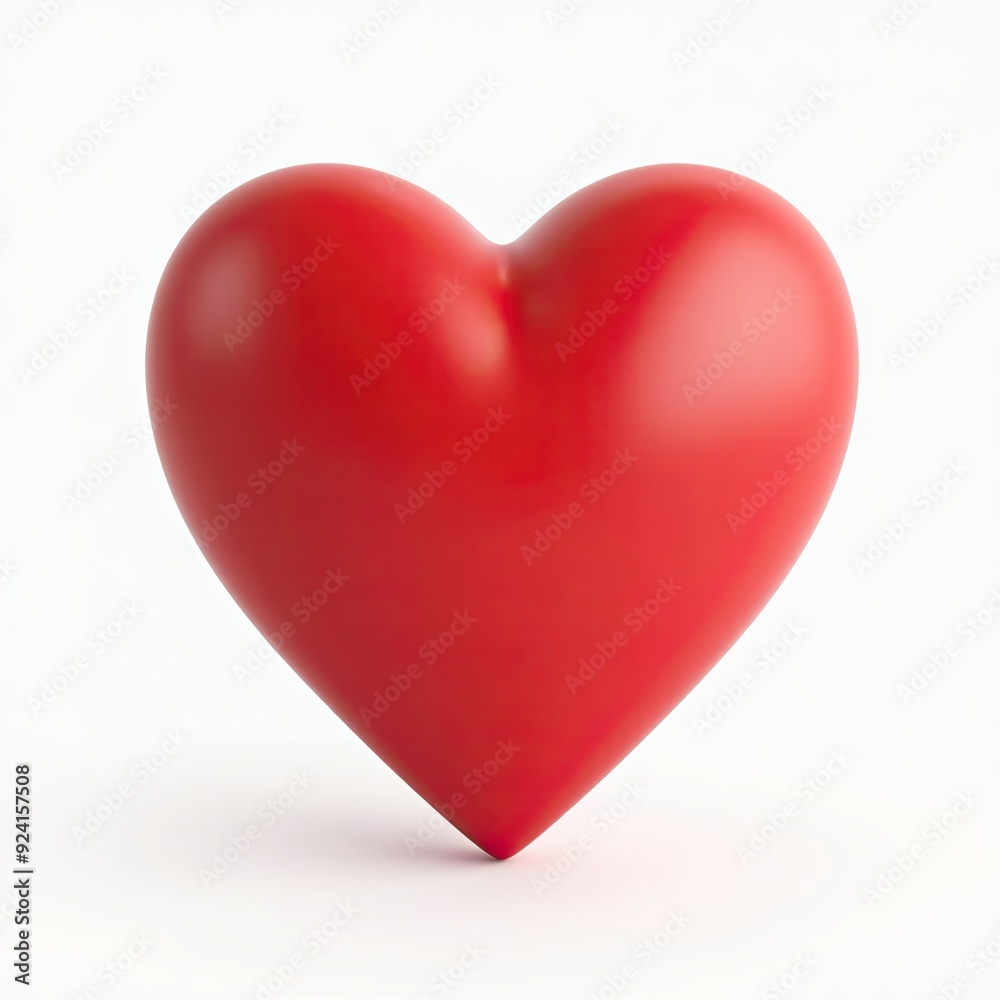 Glossy red heart symbol on a white background, representing love and affection. Glossy red heart symbol on a white background, representing love and affection.