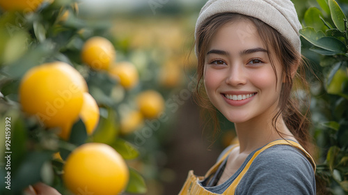 woman with oranges