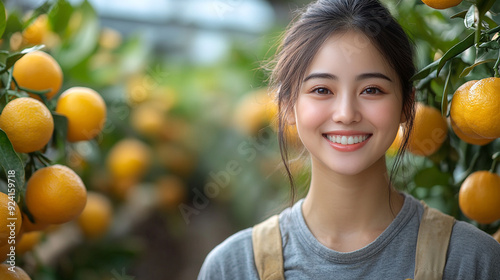 woman with oranges