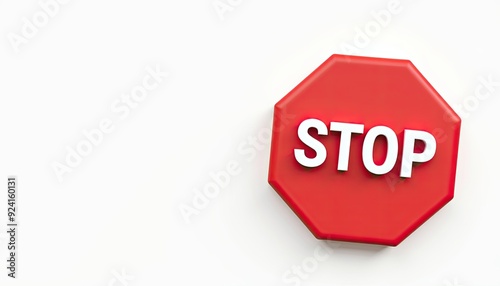 Red octagonal stop sign on a white background conveying a message to halt or cease action.