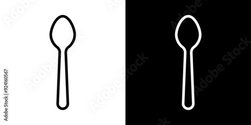 Tablespoon thin line vector icon set.