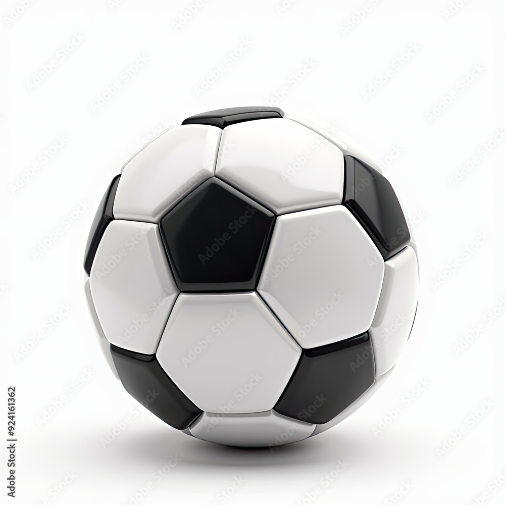 Fototapeta premium Classic black and white soccer ball with a clean and simple design on a white background.