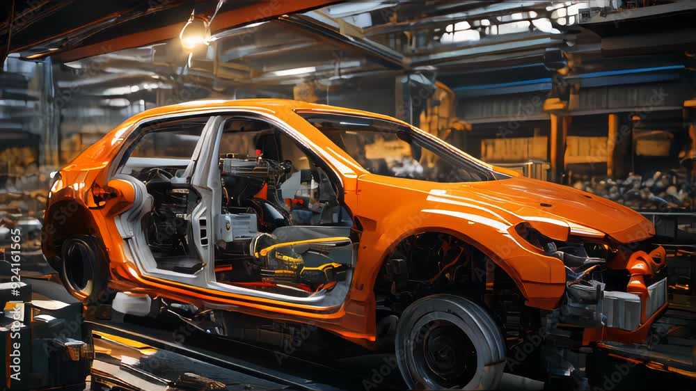 Car in a car repair shop on the background of the workshop, maintenance concept Car in a car repair shop on the background of the workshop, maintenance concept