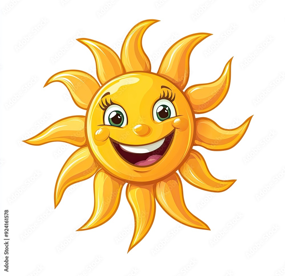 Cartoon smiling sun on white background. Cartoon smiling sun on white background.