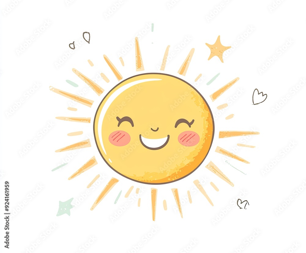 Cartoon smiling sun on white background. Cartoon smiling sun on white background.