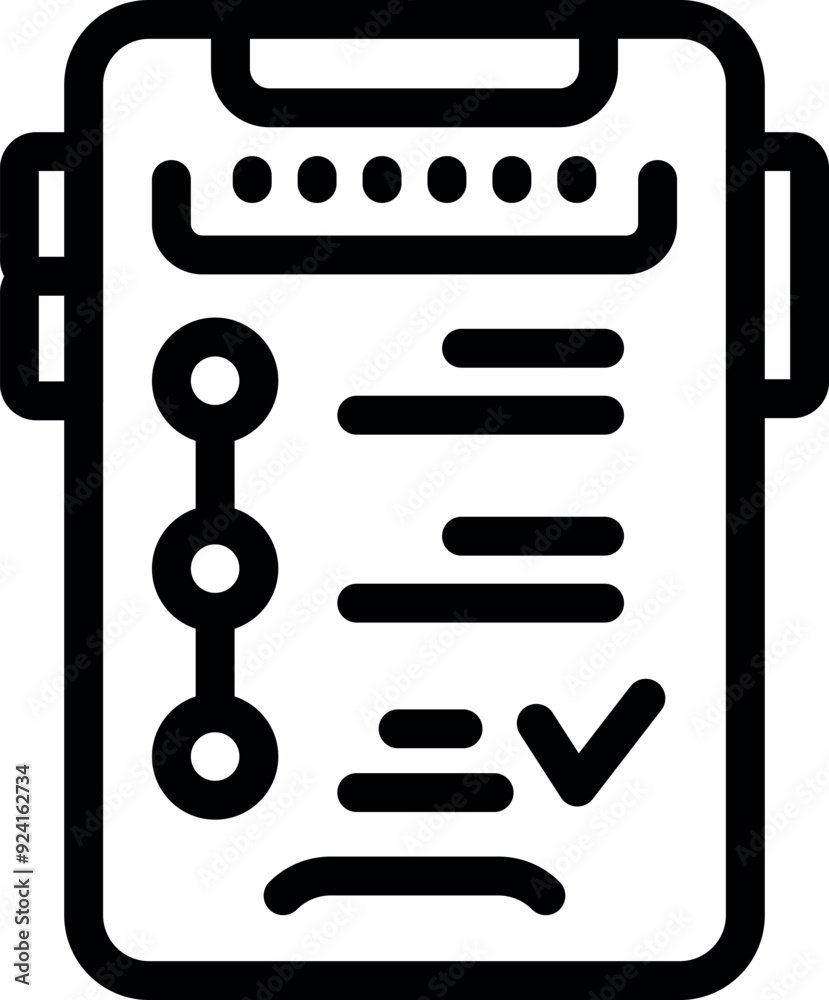 Bold line icon representing a completed checklist on a clipboard, perfect for projects requiring organization and task management Bold line icon representing a completed checklist on a clipboard, perfect for projects requiring organization and task management