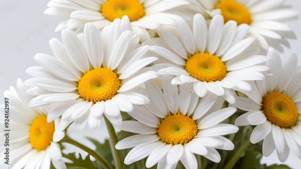 A bunch of the beautiful daisies flowers on the white background. A bunch of the beautiful daisies flowers on the white background.