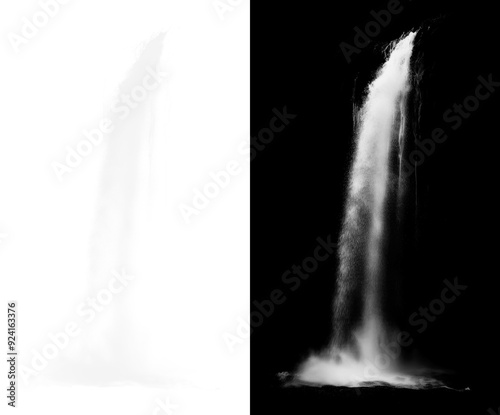 Fototapeta Naklejka Na Ścianę i Meble -  PNG Contrasting waterfall silhouettes nature