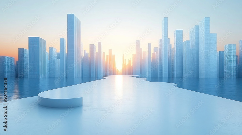 Futuristic Cityscape with a Platform Futuristic Cityscape with a Platform