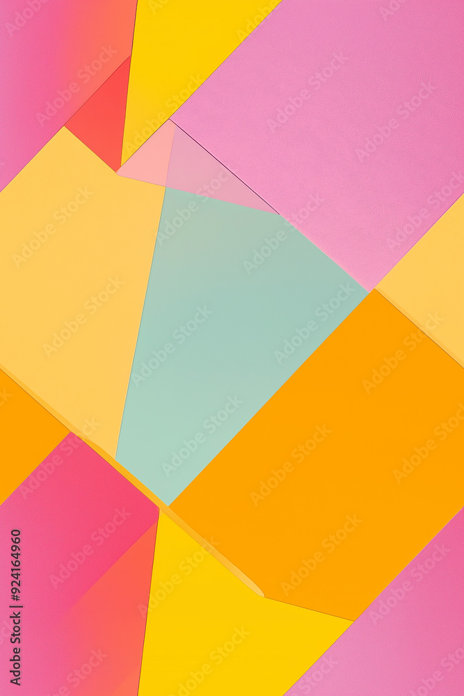 A seamless abstract pattern with overlapping geometric shapes in bright pink, yellow, and soft green tones. The flat design is modern and colorful, creating a dynamic visual experience. A seamless abstract pattern with overlapping geometric shapes in bright pink, yellow, and soft green tones. The flat design is modern and colorful, creating a dynamic visual experience.