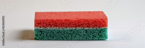 Single red and green kitchen sponge