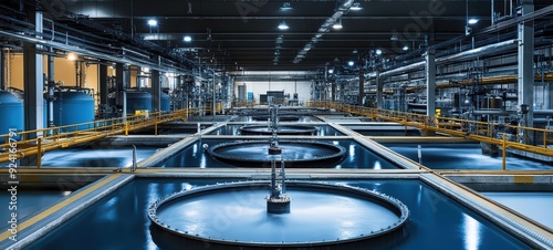 Water treatment facility, showcasing multiple treatment tanks